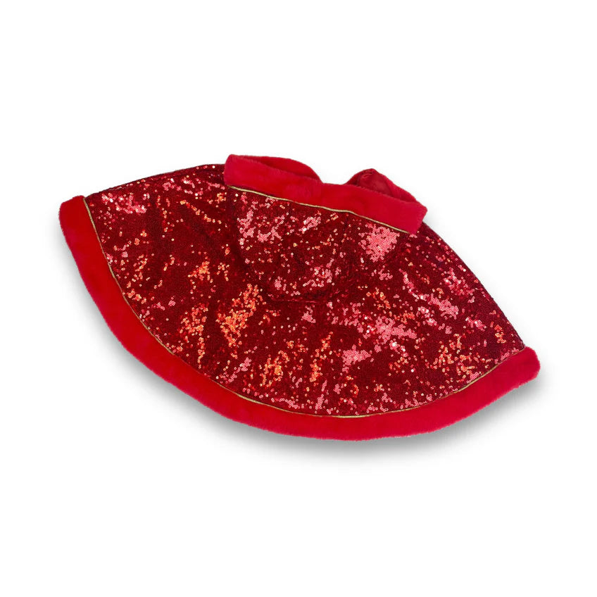 Doe A Dear Fur Trim Sequin Cape