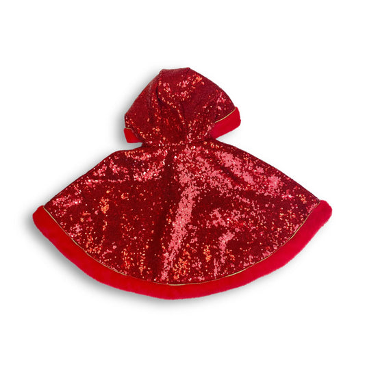 Doe A Dear Fur Trim Sequin Cape