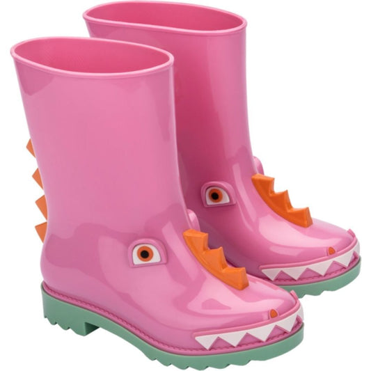 Mini Melissa Girls Pink and Green Mini Rain Boot + Fabula BB