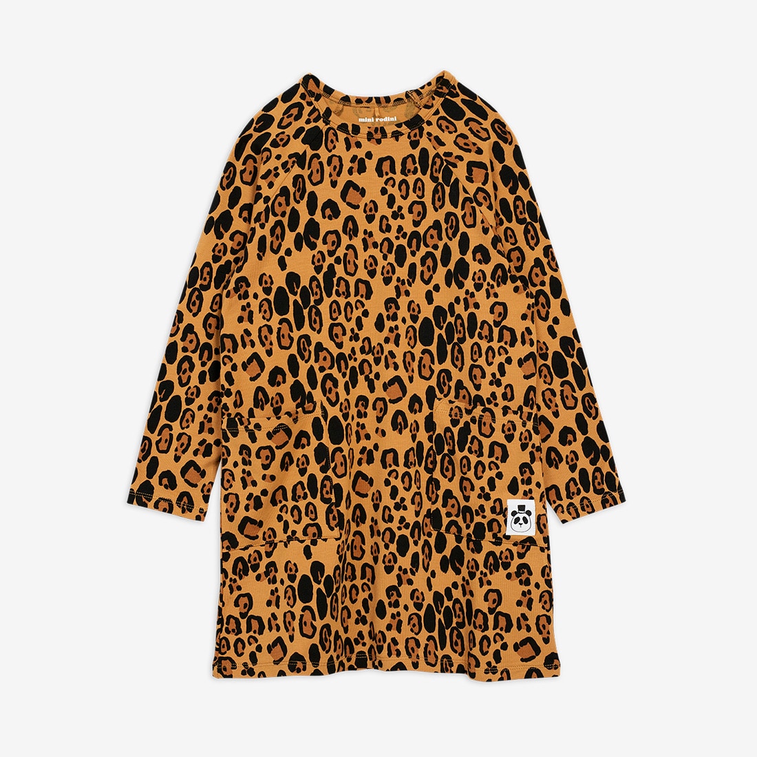 Minivestido de manga larga con estampado de leopardo