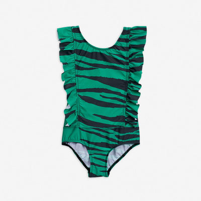 Green Tiger Ruffled Swimsuit