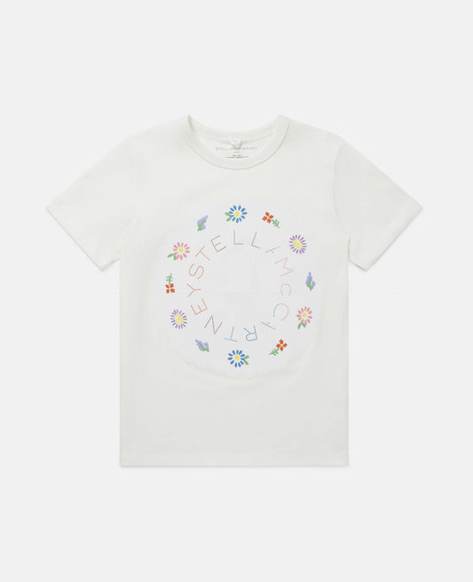 Stella McCartney Ivory Logo Tee w/ Flowers