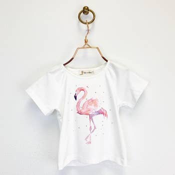 DOE Flamingo Tee me rhinestones