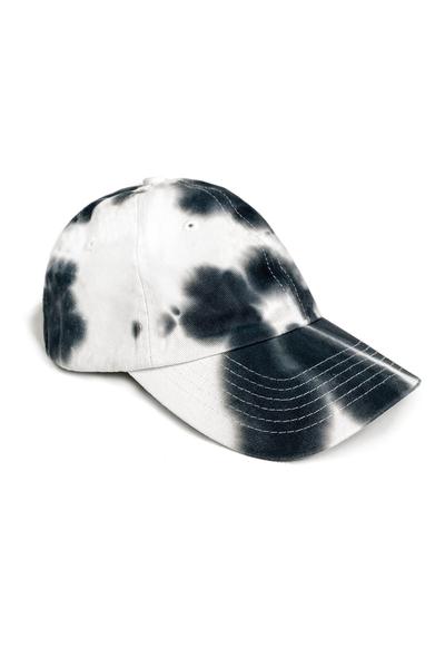 Gorra de béisbol con efecto tie-dye en negro puerto