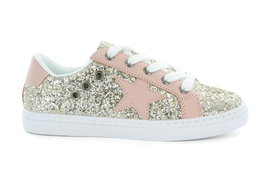 Mia Star Lace Sneaker Gold Glitter w/ Pink