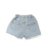 DOE Denim shorts w/ White Lace and Embroidery Sequin Flower