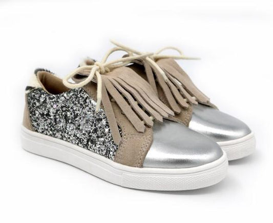 ZAPATILLA MINI SUELA LIVELY FLECOS PLATA