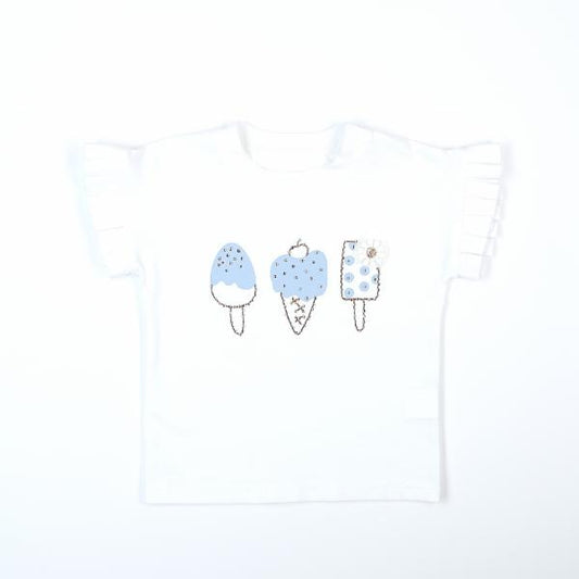 CAMISETA HELADO CON VOLANTE AZUL DOE