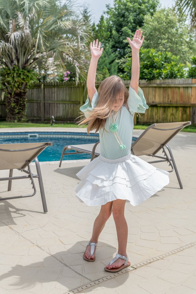 WHITE SUPER RUFFLE SKIRT ML