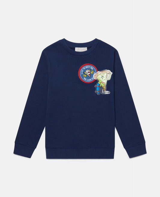 Sudadera con insignia de pizza azul marino de Stella McCartney