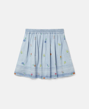 Stella McCartney  Tiny Flower Embro Denim Skirt