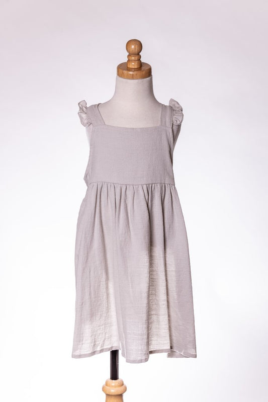 GREY TIE DRESS ML