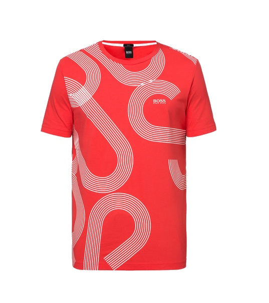 Camiseta roja con logo estampado grande de Hugo Boss