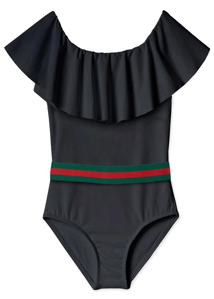 Stella Cove black full shoulder with green/red stripe