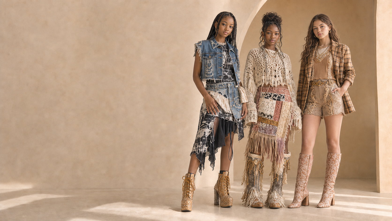Three Clay fashion models in original artisan streetwear